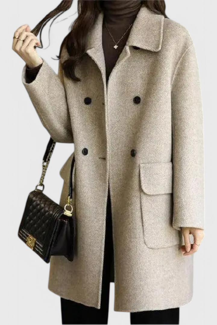 Camille | Klasický vlněný kabát s dvojitým zapínáním