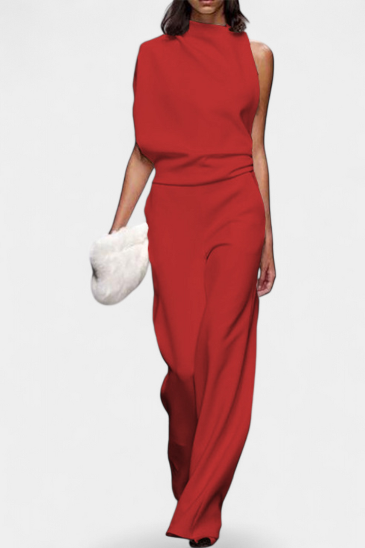 Etta | Jednobarevný asymetrický pružný kalhotový styl