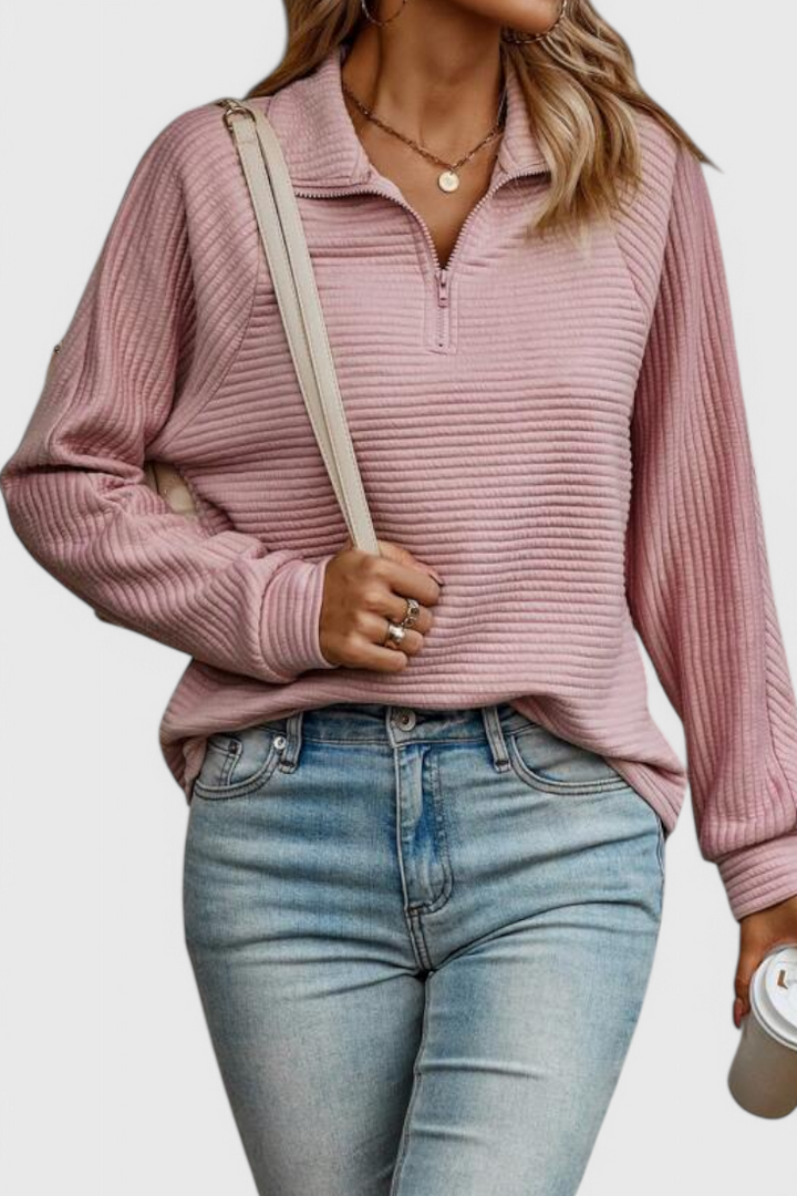 Helene | V-krčník s zipem a dlouhým rukávem