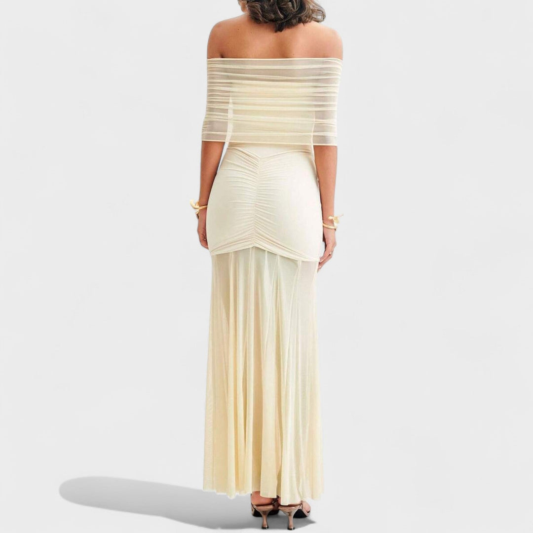 Vittoria | Dlouhé pletené šaty s odhalenými rameny