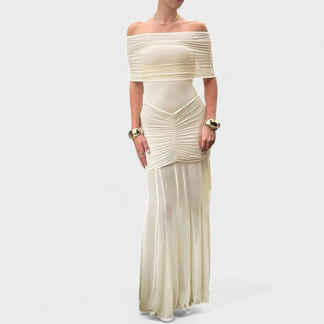 Vittoria | Dlouhé pletené šaty s odhalenými rameny