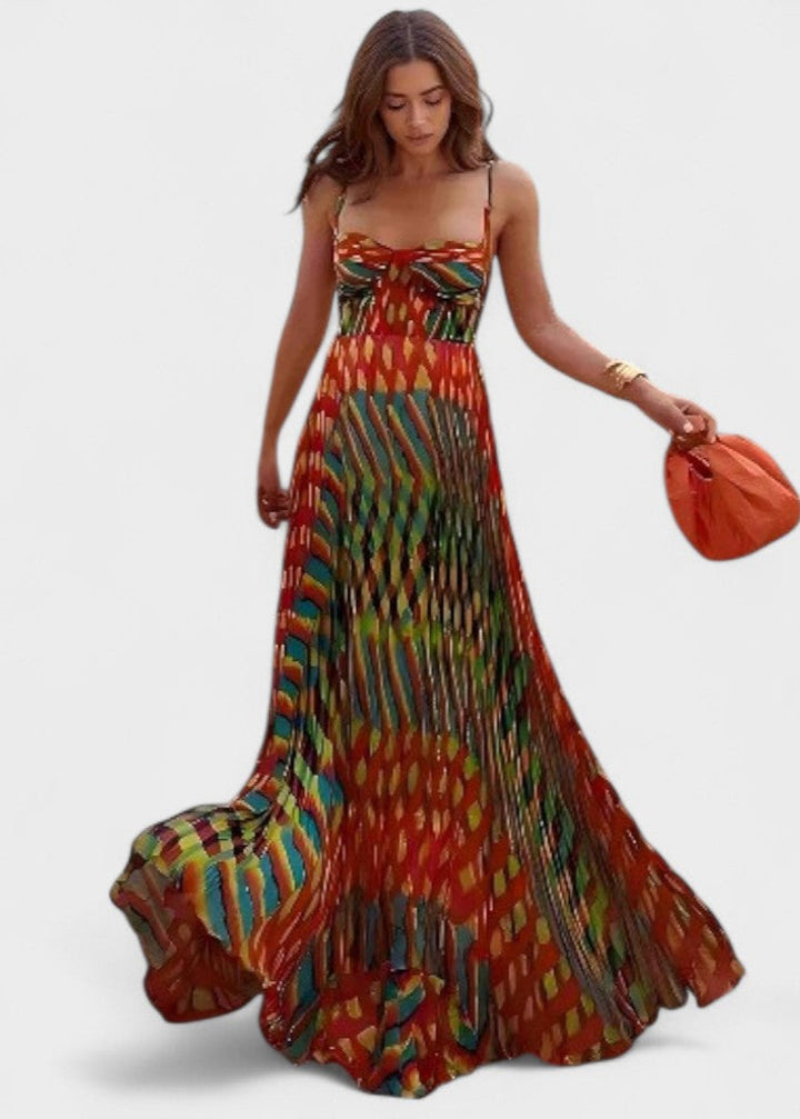 Aria | Maxi šaty s abstraktním potiskem, bez rukávů, s A-liner střihom