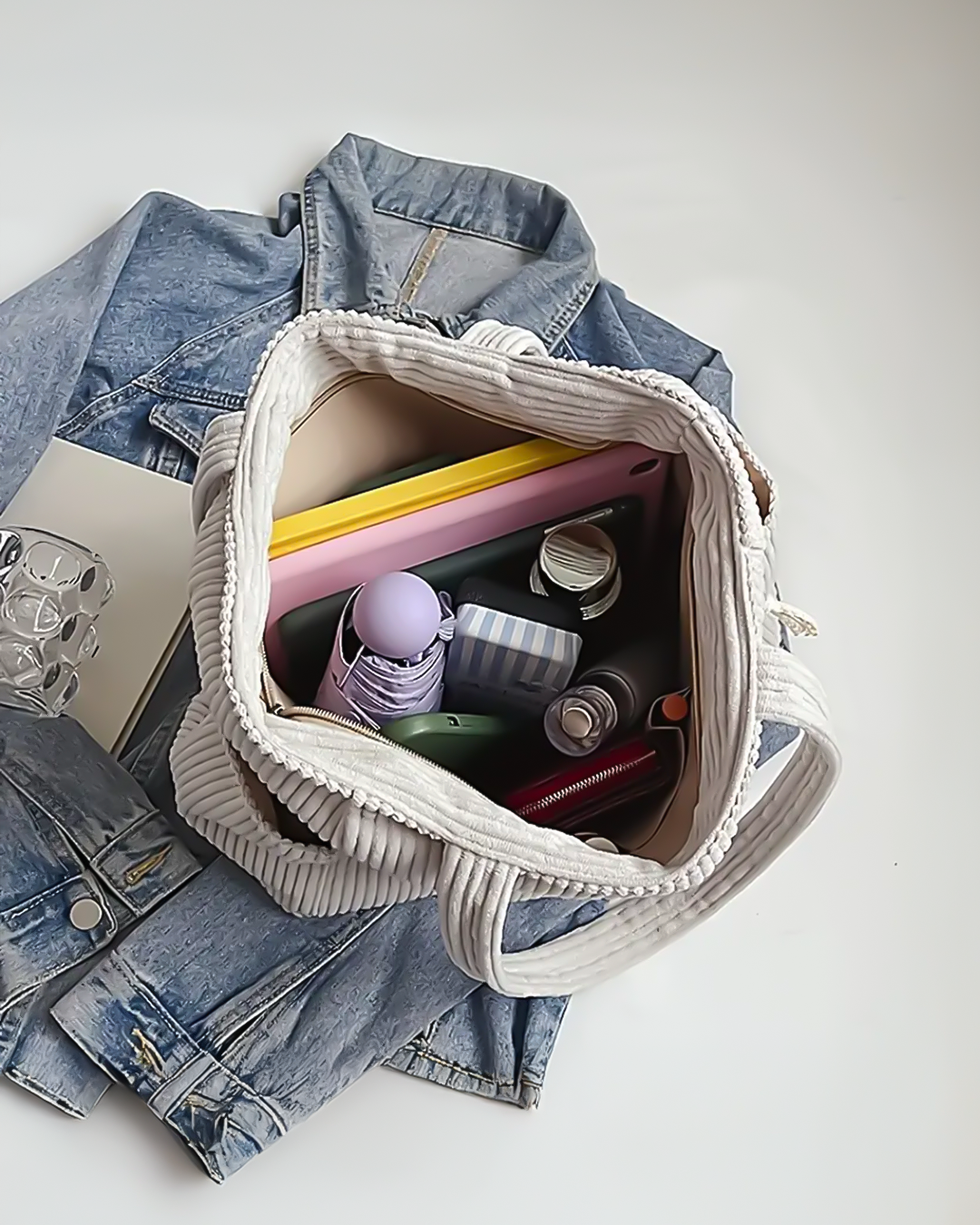 Tilda | Kabelka tote s žebrovaním a detailním šňůrovým prvkem