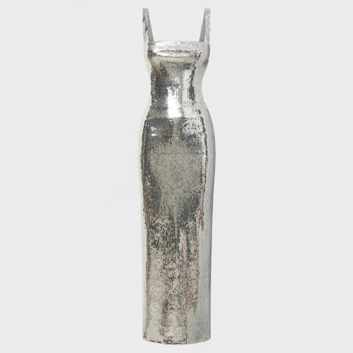 Petra | Strakaté stříbrné večerní šaty