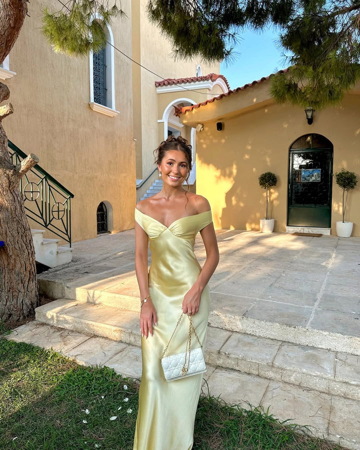 Bárbara | Dlouhé saténové šaty bez ramínek