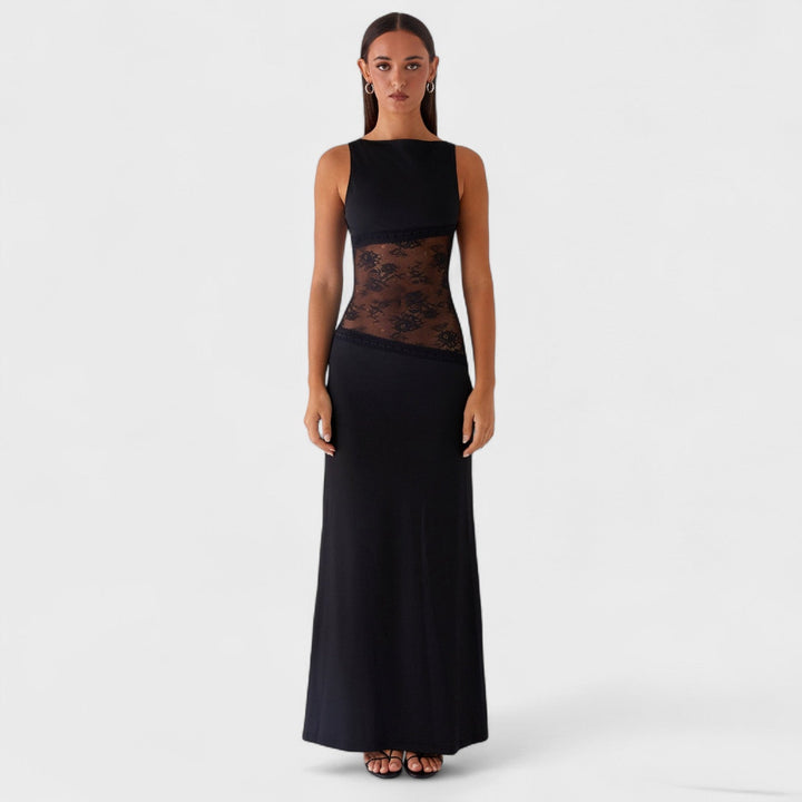 Lucinda | Dlouhé černé krajkové šaty