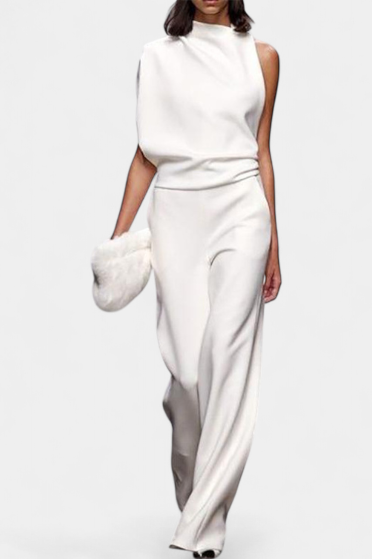 Etta | Jednobarevný asymetrický pružný kalhotový styl