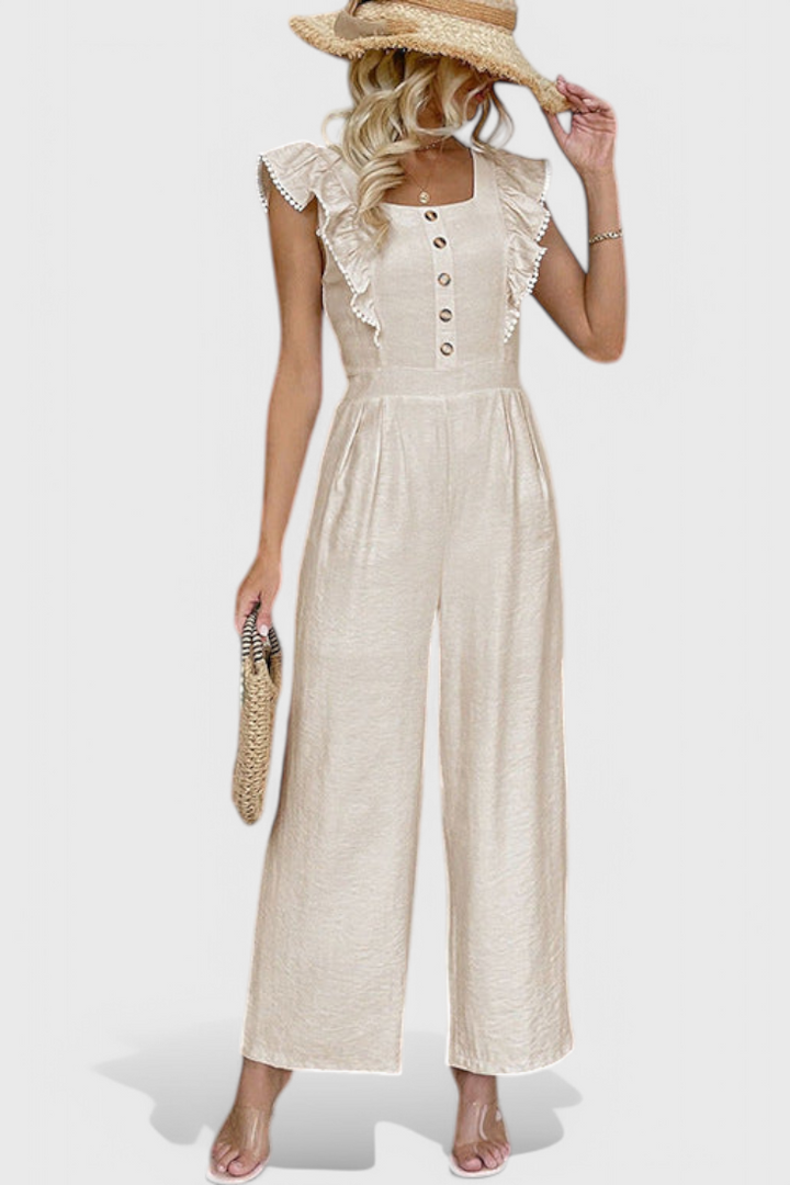 Amahle | Bílá halenka z lnu s krajkovým volánem