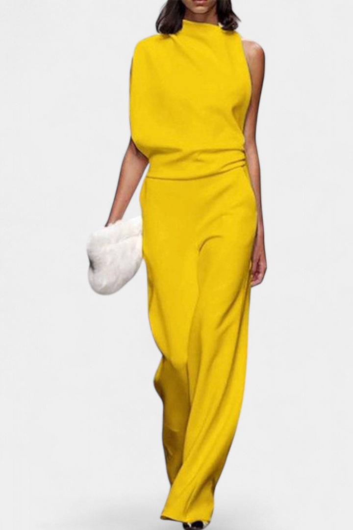 Etta | Jednobarevný asymetrický pružný kalhotový styl