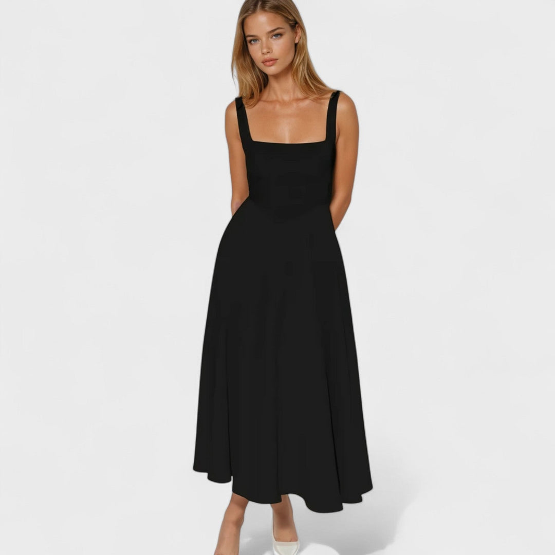 Maribel - Středně dlouhé šaty s čtvercovým výstřihem