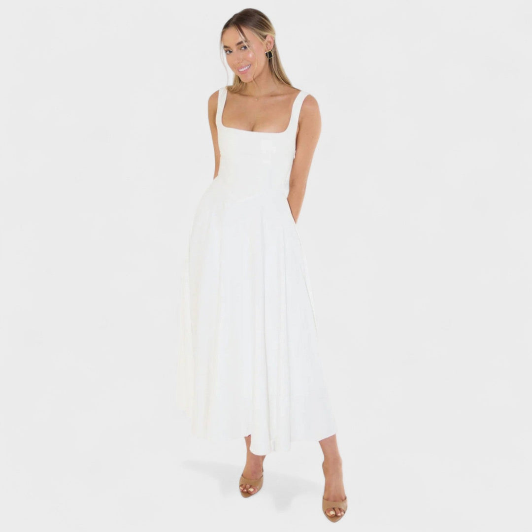 Maribel - Středně dlouhé šaty s čtvercovým výstřihem