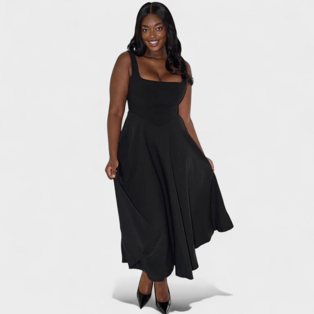 Maribel - Středně dlouhé šaty s čtvercovým výstřihem