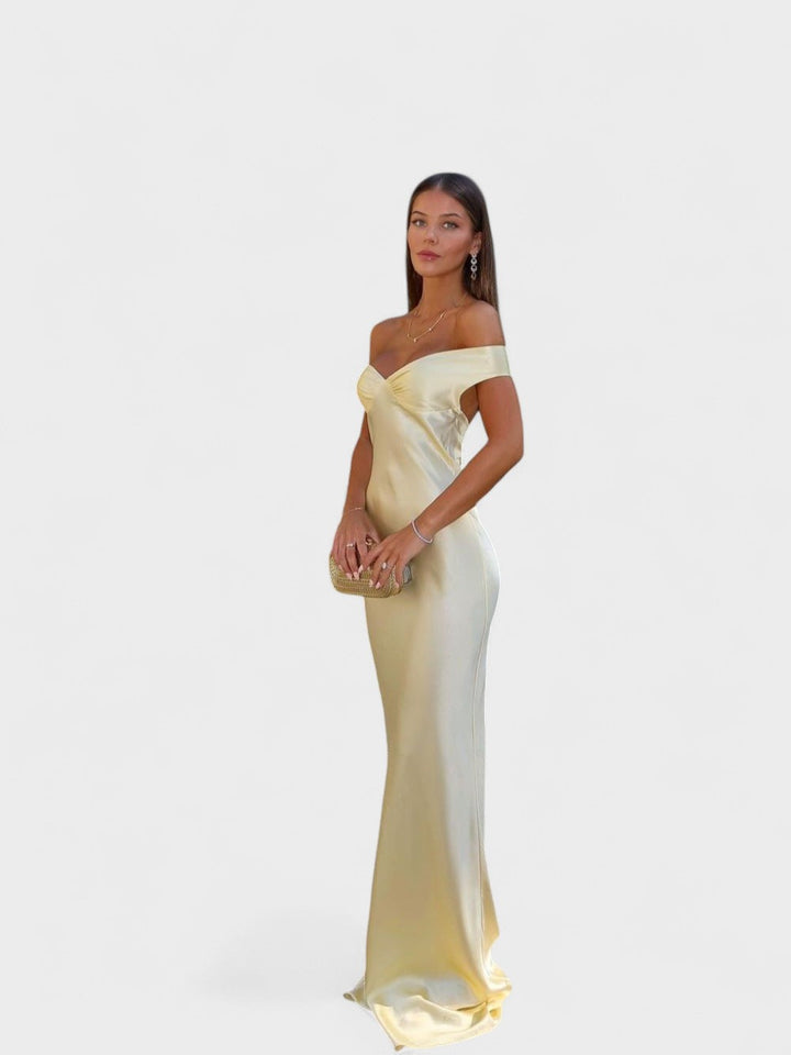 Bárbara | Dlouhé saténové šaty bez ramínek
