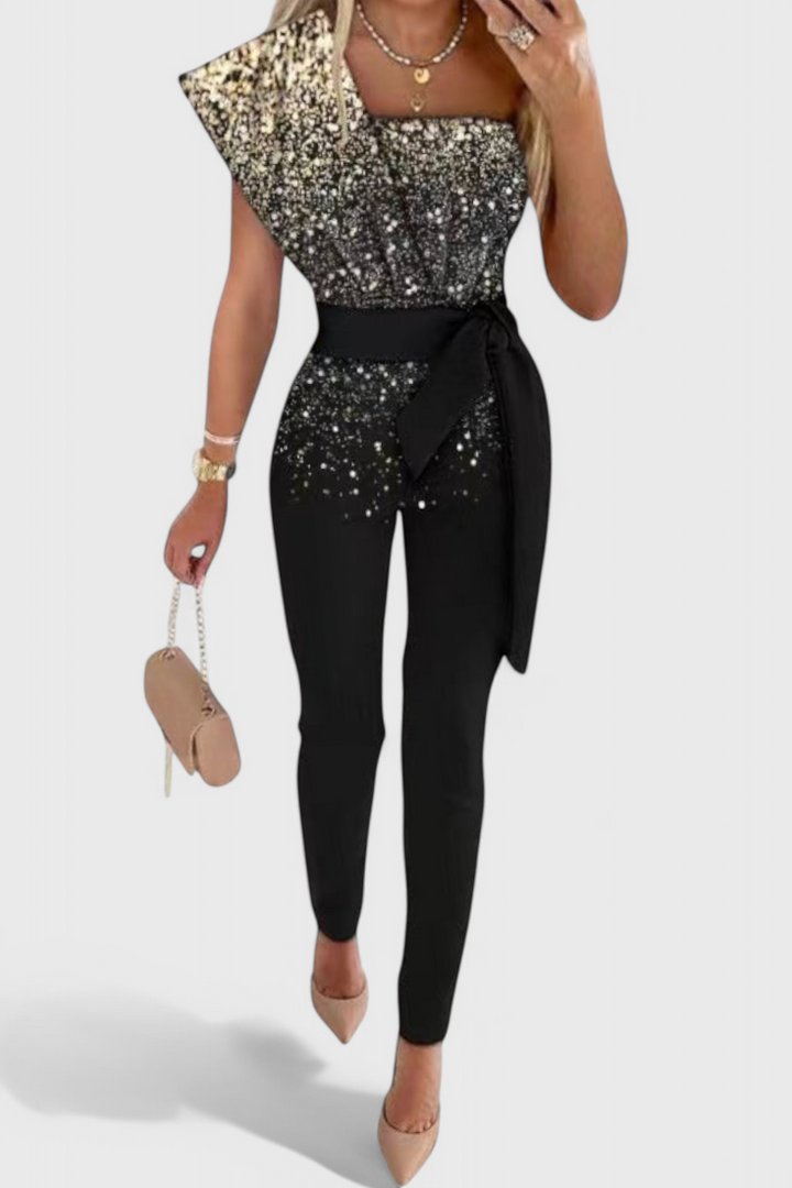 Layla | Jednobarevný jednobodový třpytivý top