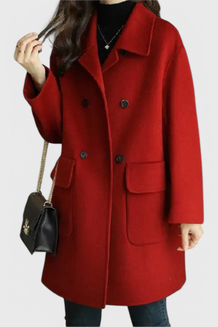 Camille | Klasický vlněný kabát s dvojitým zapínáním