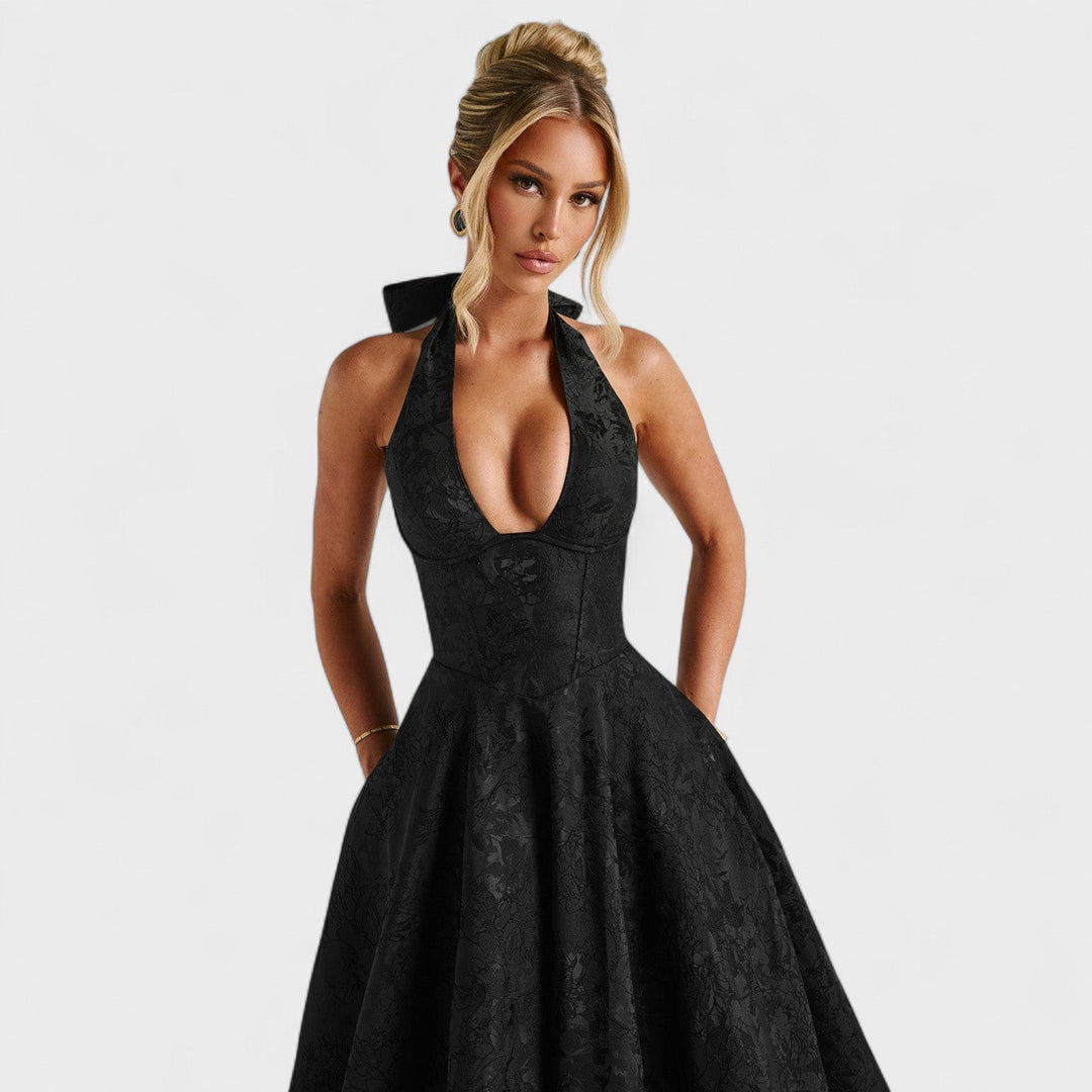 Effie - Texturované midi šaty s výstřihem do V