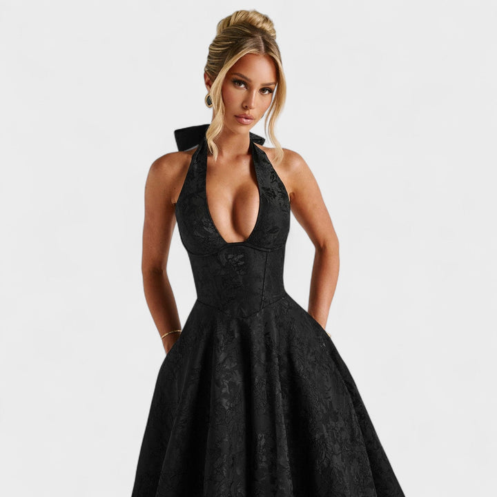 Effie - Texturované midi šaty s výstřihem do V