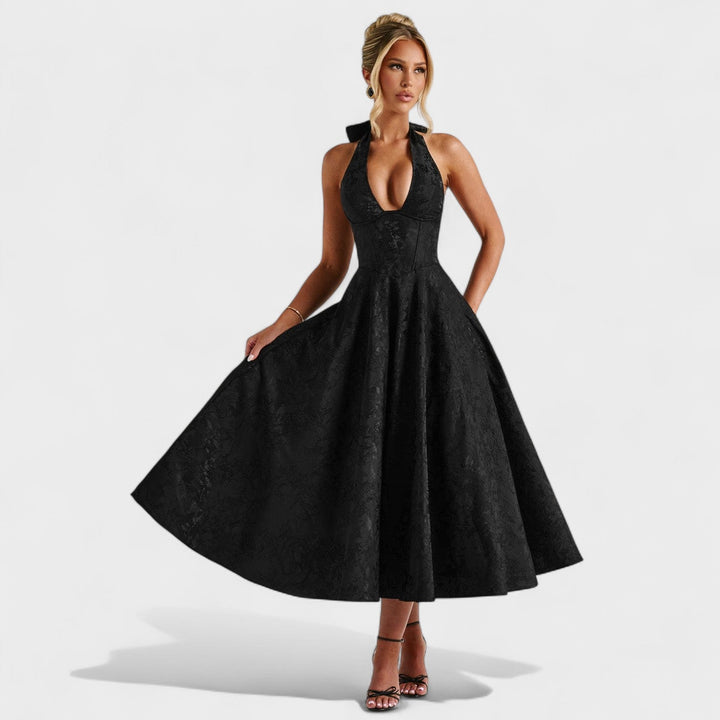 Effie - Texturované midi šaty s výstřihem do V