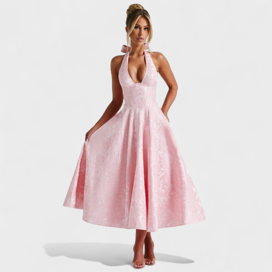 Effie - Texturované midi šaty s výstřihem do V