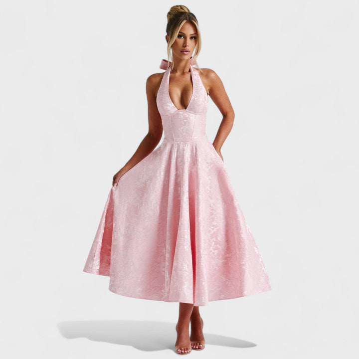 Effie - Texturované midi šaty s výstřihem do V