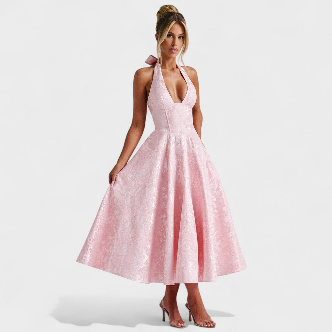 Effie - Texturované midi šaty s výstřihem do V