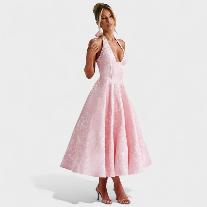 Effie - Texturované midi šaty s výstřihem do V