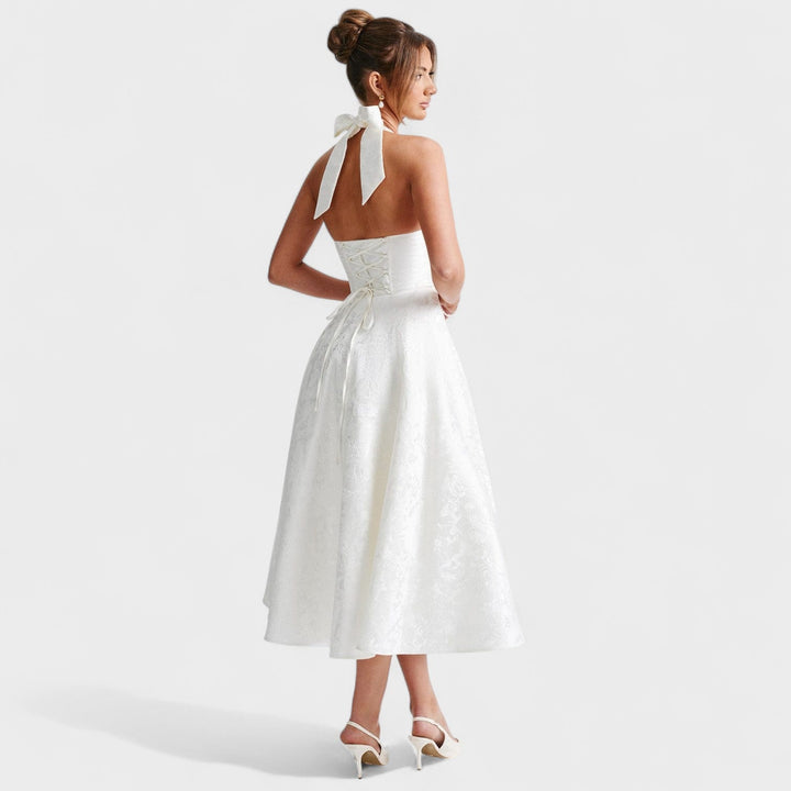 Effie - Texturované midi šaty s výstřihem do V