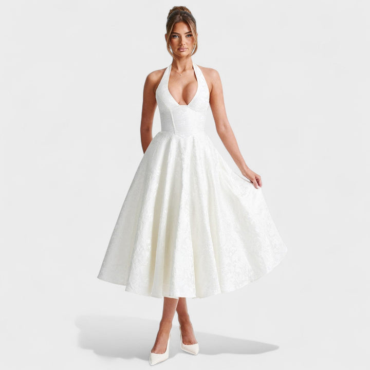 Effie - Texturované midi šaty s výstřihem do V