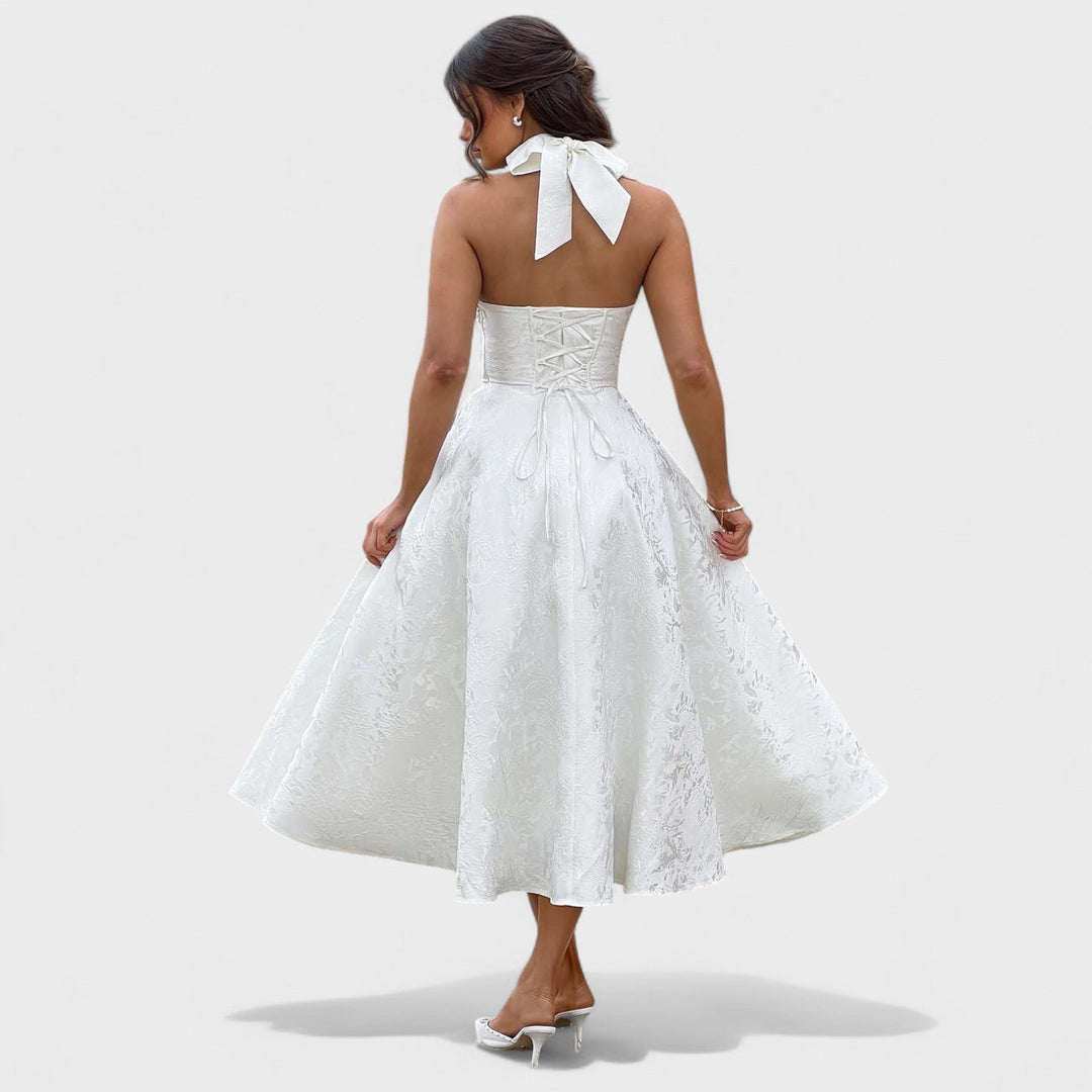 Effie - Texturované midi šaty s výstřihem do V