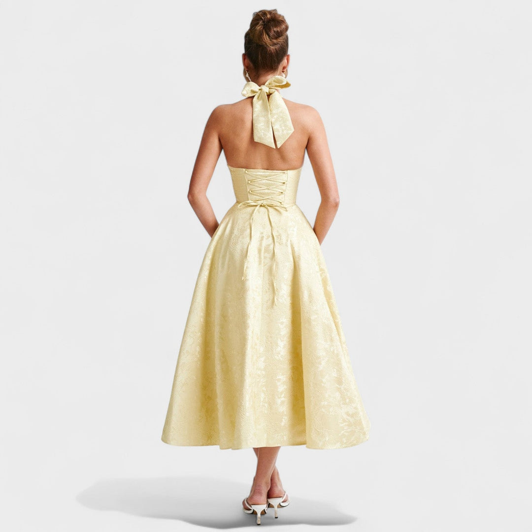 Effie - Texturované midi šaty s výstřihem do V