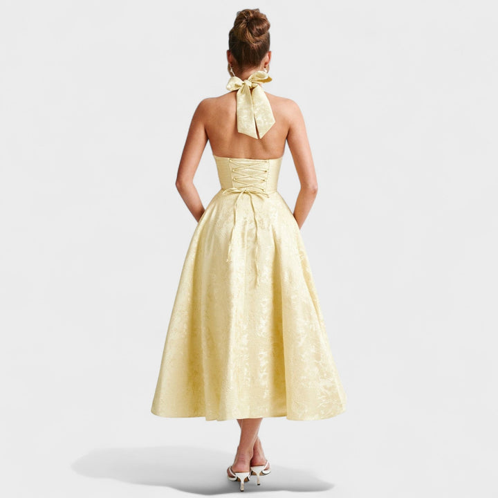 Effie - Texturované midi šaty s výstřihem do V