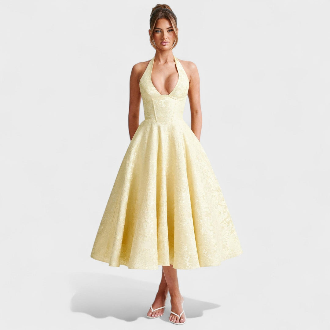 Effie - Texturované midi šaty s výstřihem do V