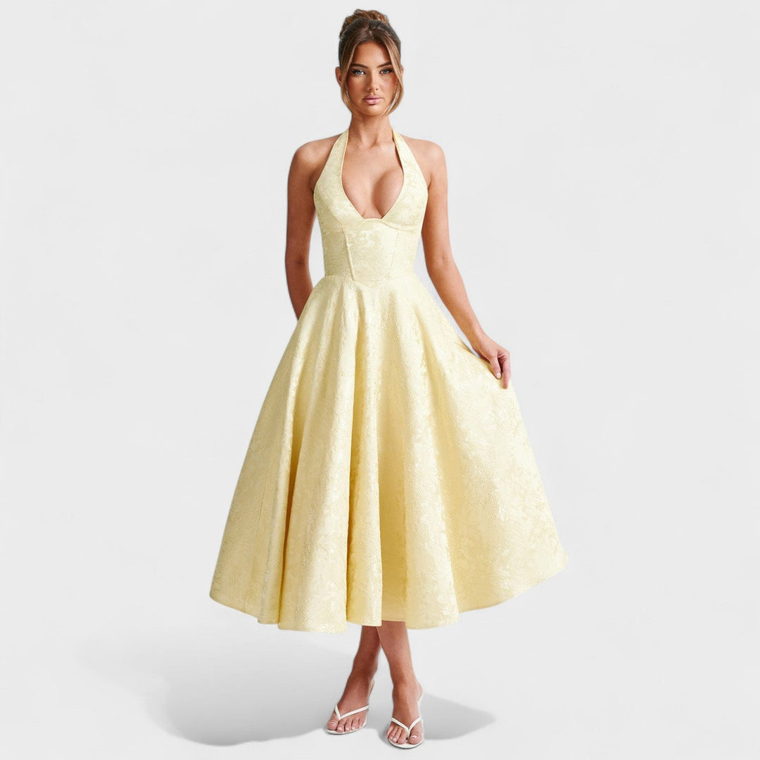 Effie - Texturované midi šaty s výstřihem do V