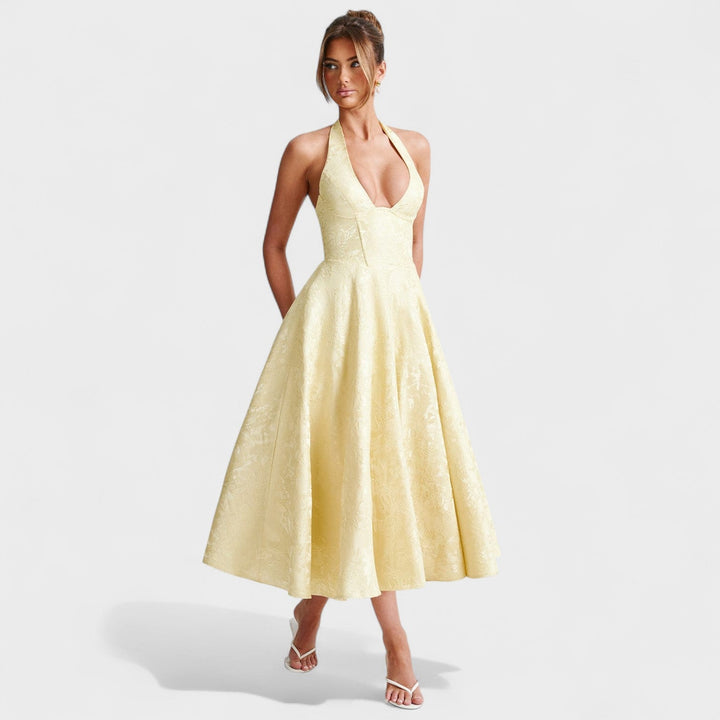 Effie - Texturované midi šaty s výstřihem do V