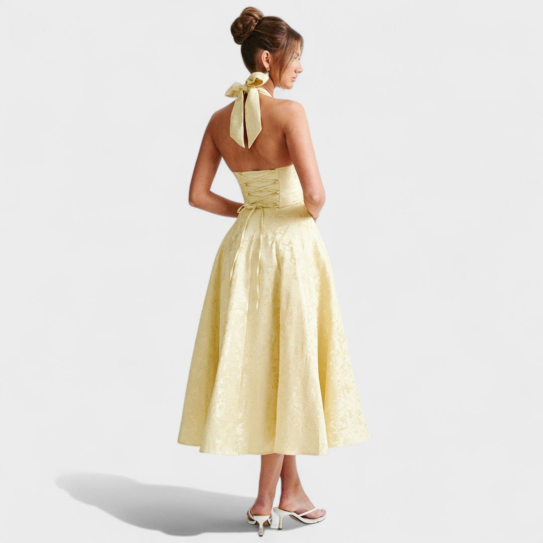 Effie - Texturované midi šaty s výstřihem do V