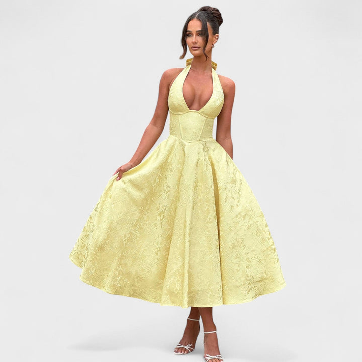 Effie - Texturované midi šaty s výstřihem do V