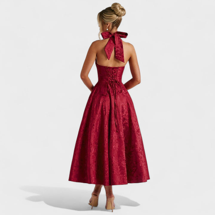 Effie - Texturované midi šaty s výstřihem do V