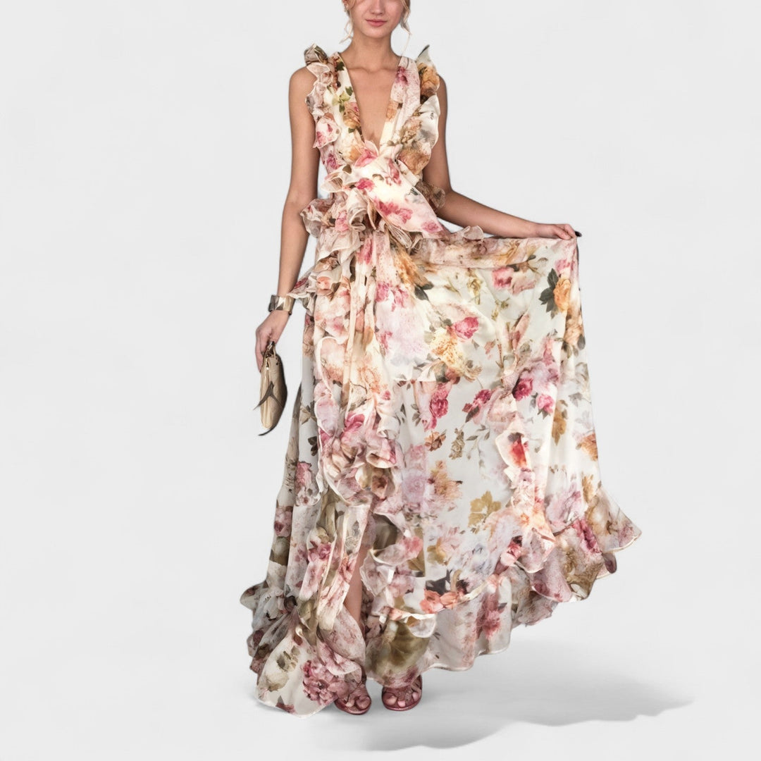 Isabela | Dlouhé šaty s květinovými volány
