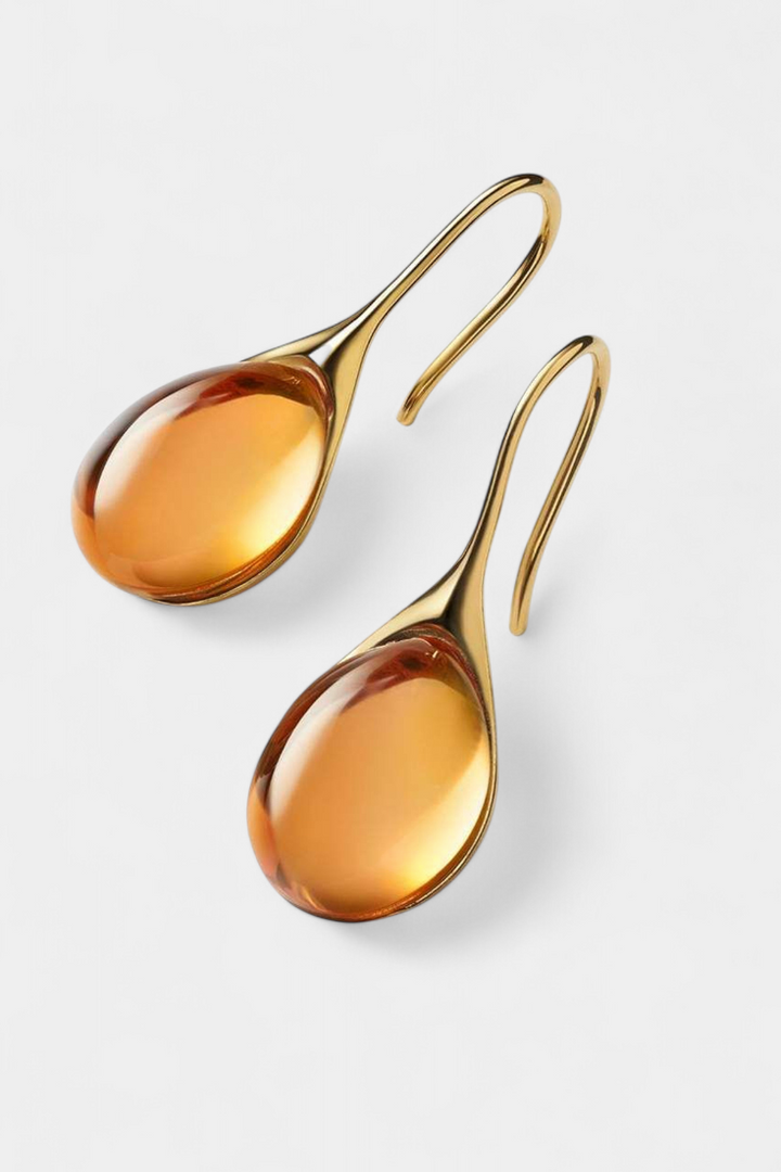 Visací náušnice v podobě skleněných kapek zlaté a stříbrné