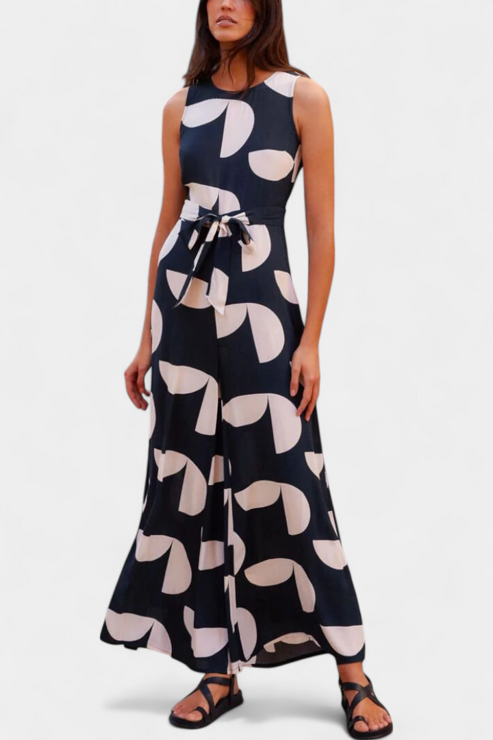 Brooke | Jednobarevný volný střih s potiskem, s vysokým pasem a širokými nohavicemi