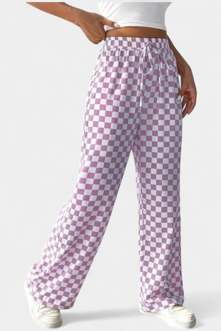 Hilaria | Volné kalhoty s kostkovaným vzorem