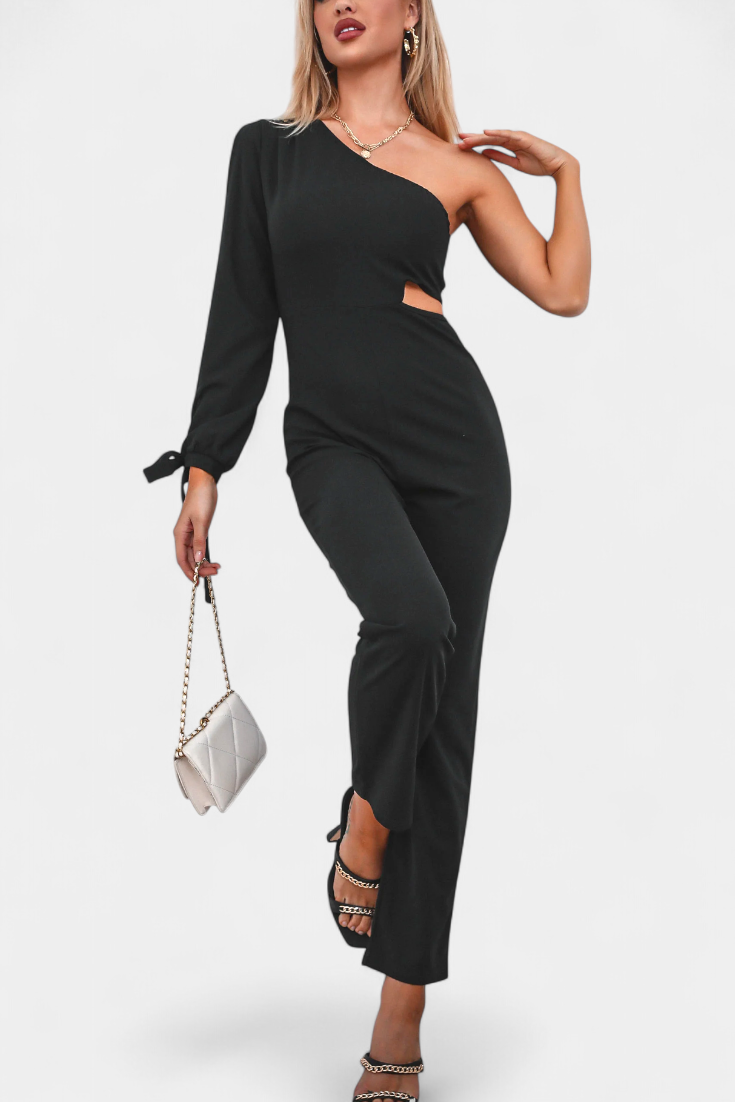 Sahar | Jednobarevný asymetrický s průstřihem a dlouhým rukávem Anudada