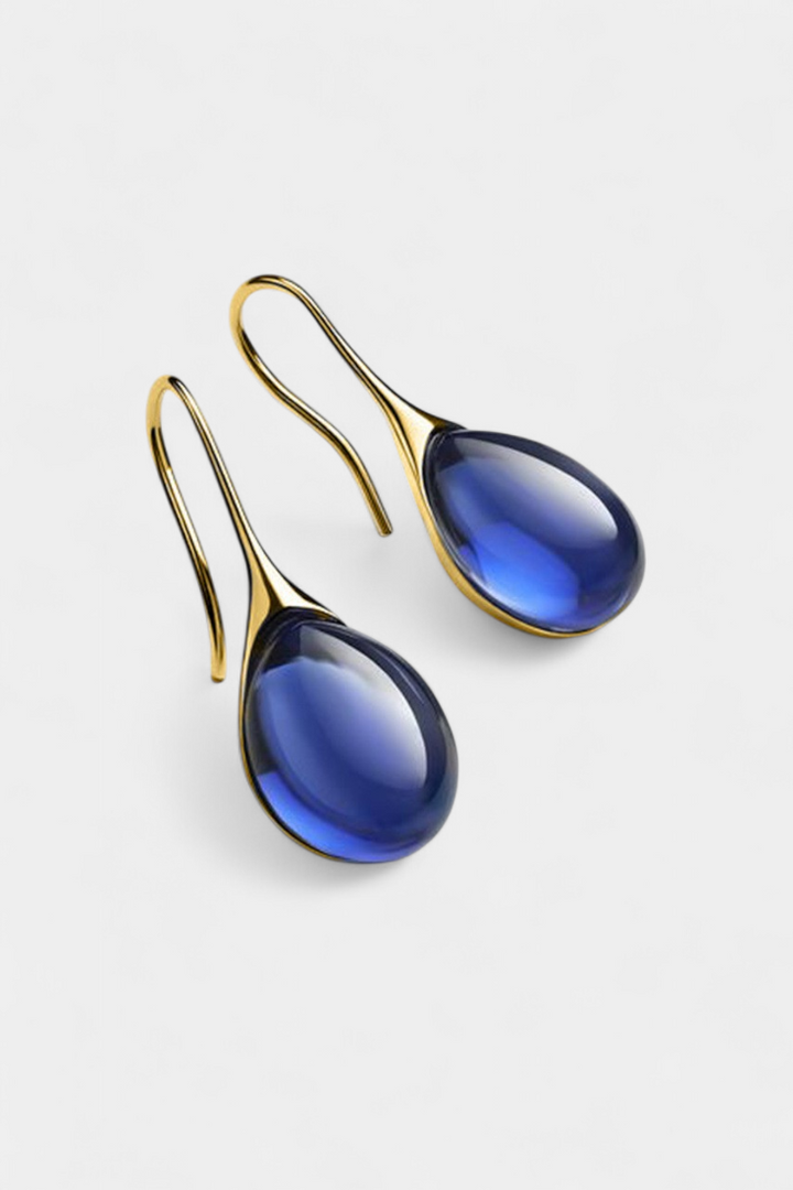 Visací náušnice v podobě skleněných kapek zlaté a stříbrné