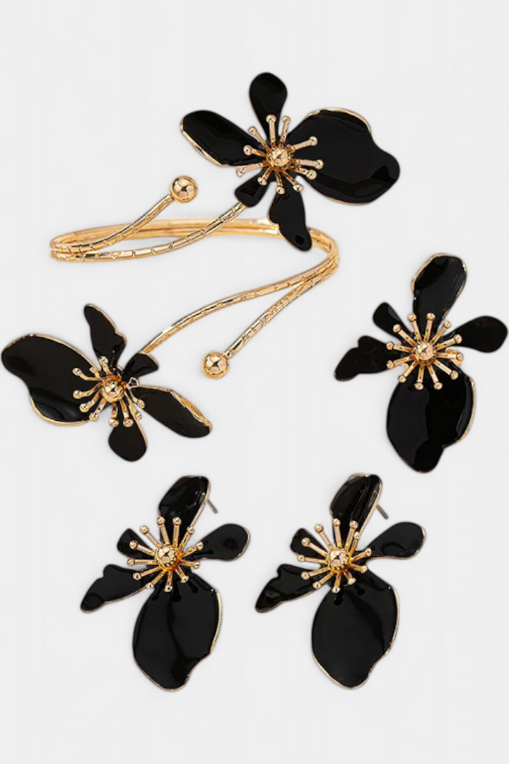 Sada květinových doplňků: Náramek + Náušnice + Prsteny