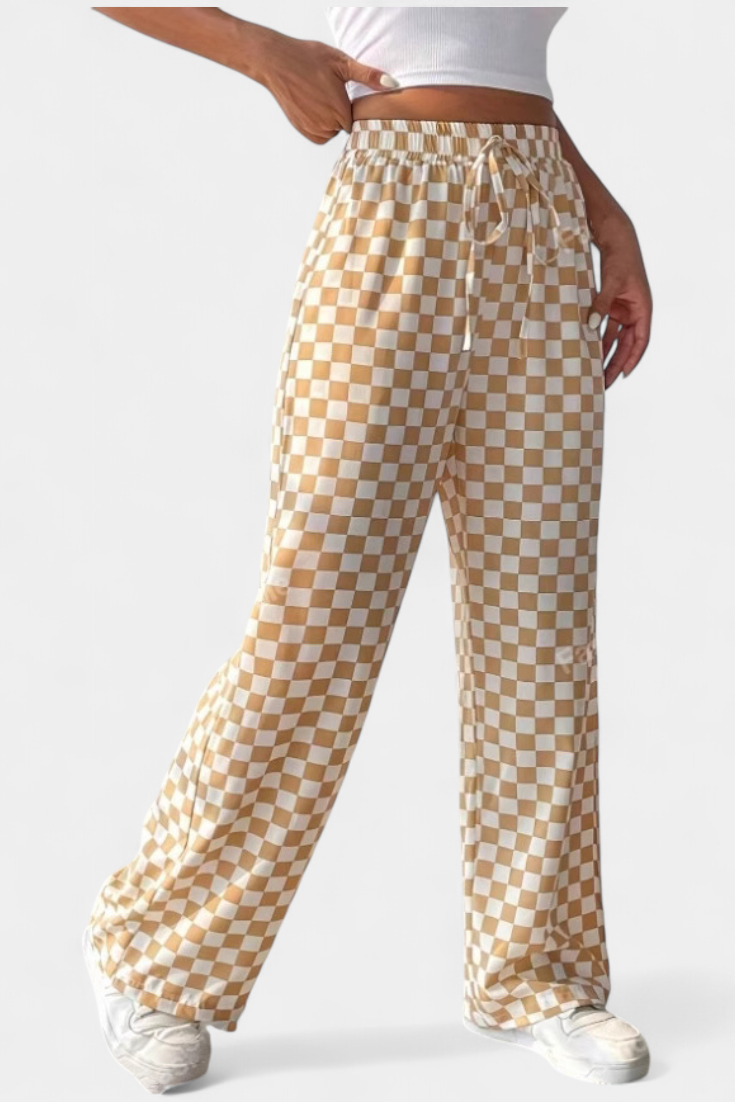Hilaria | Volné kalhoty s kostkovaným vzorem