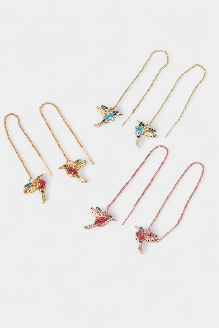 Ptáčkované náušnice s kombinovaným zirkoniem