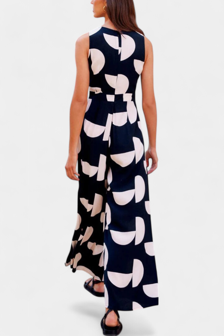 Brooke | Jednobarevný volný střih s potiskem, s vysokým pasem a širokými nohavicemi