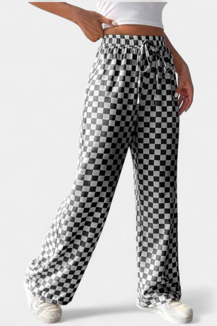 Hilaria | Volné kalhoty s kostkovaným vzorem