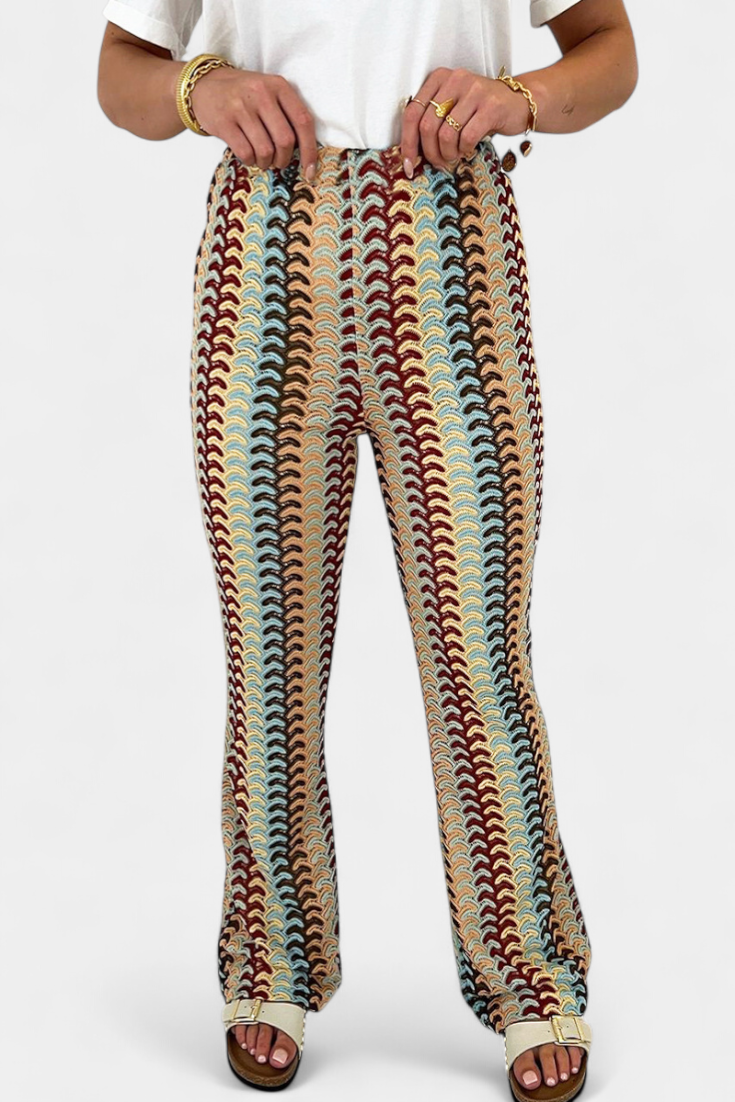 Carlie | Rozšířené kalhoty s retro potiskem