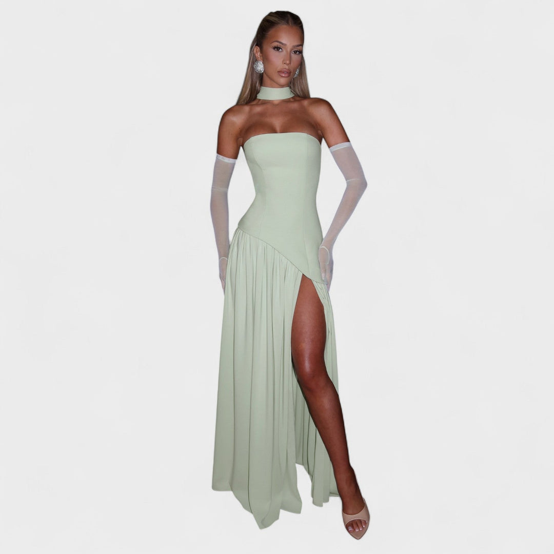 Maliyah | asymetrické střihové šaty Mentolová zelená